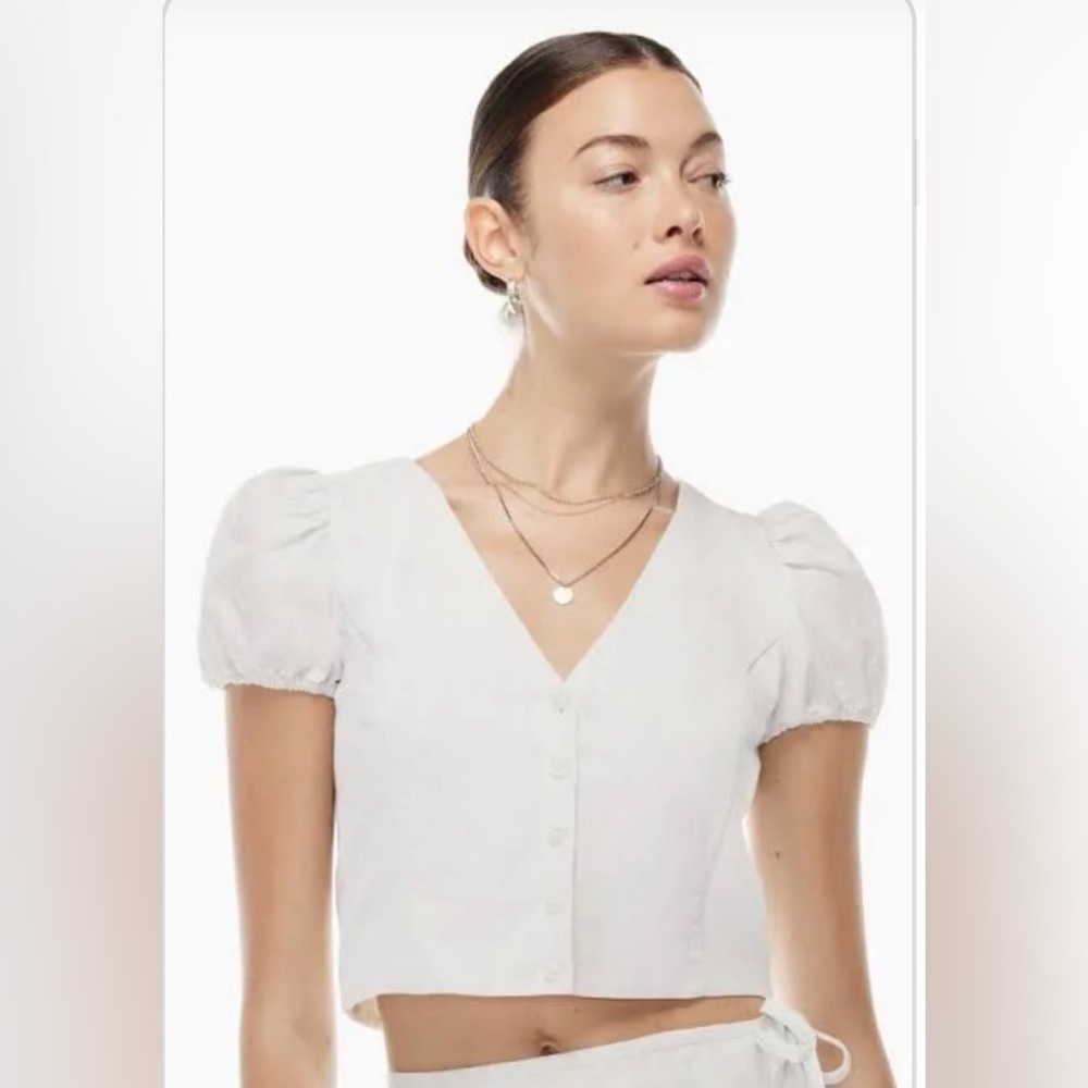Aritzia (Sunday Best) puff sleeve white blouse (XS)